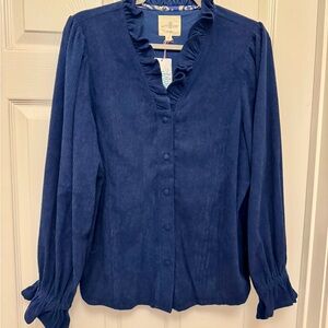 Umgee Navy Ruffle Blouse